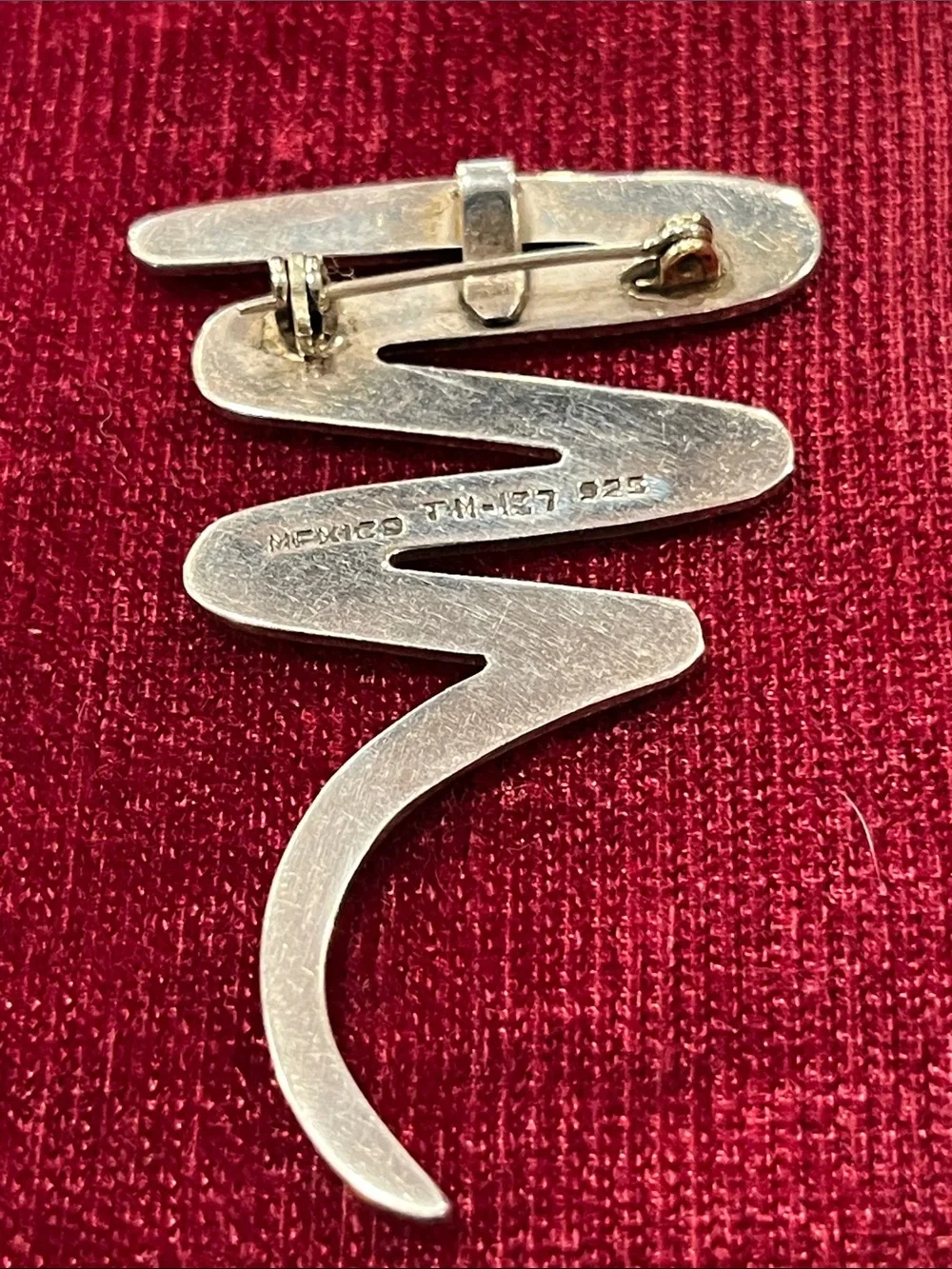 Vintage Mexico 925 Sterling Silver Modernist Zig Zag Brooch | TM-157